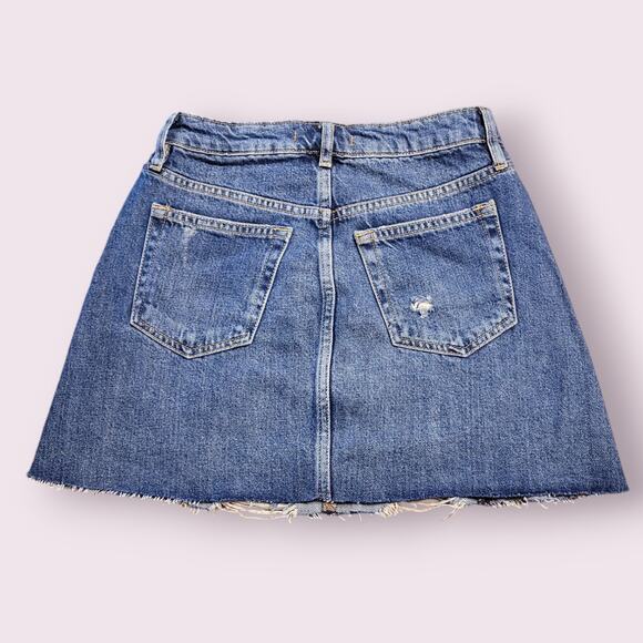 Free People Distressed Denim A-Line Mini Skirt – Size 25 | NWOT | Y2K Grunge - Picture 4 of 9